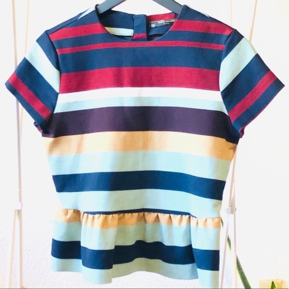 Zara Tops - 🌺 Zara Bold Stripe Peplum Top